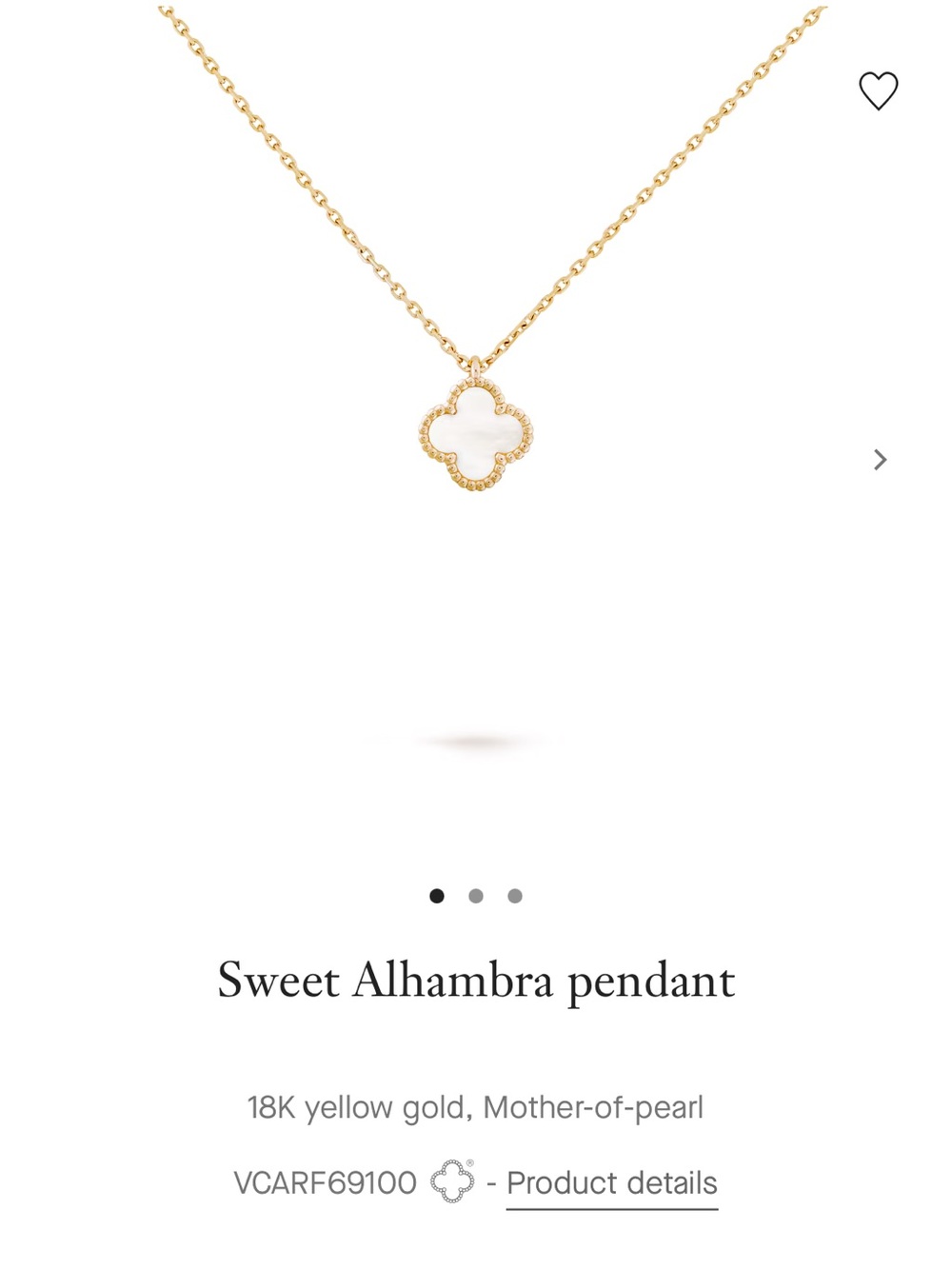 Van Cleef & Arpels Sweet Alhambra 18K Yellow Gold Mother-of-Pearl Pendant